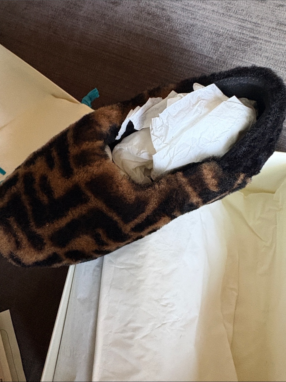 Fendi Leopard-Print Faux Fur Slip-On Mule in Brown & Black